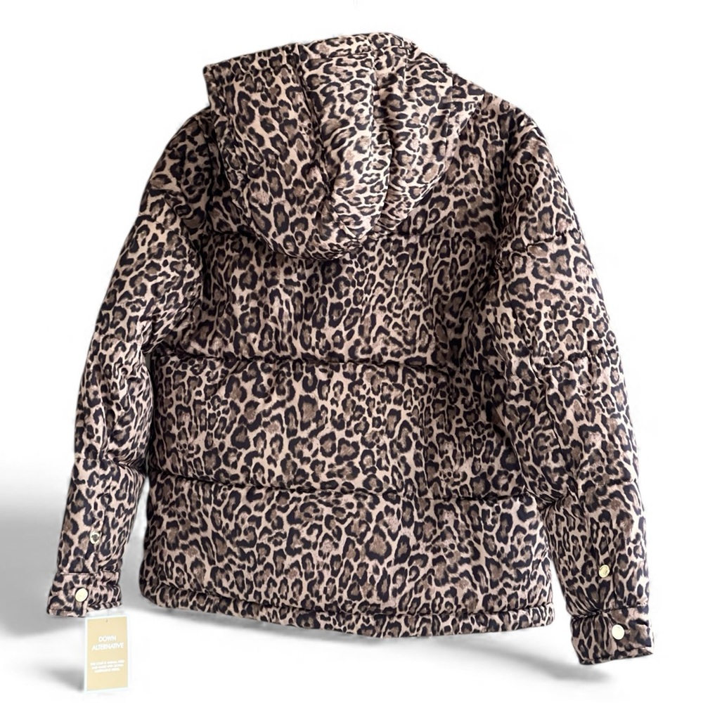 Michael Kors Leopard Print Women's Hooded Coat In Size M - Picture 16 of 16